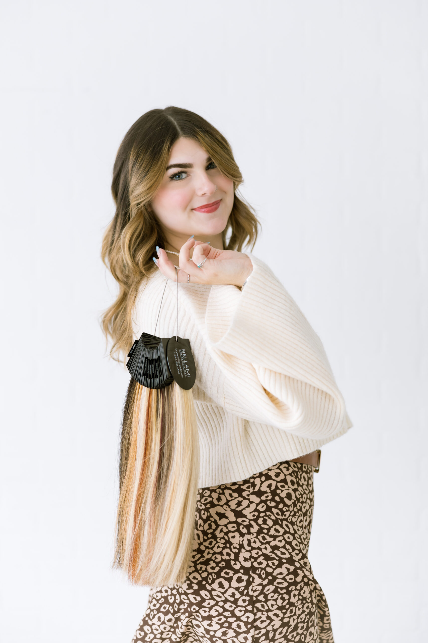 Madison of Madd Luv Salon posing during studio branding photoshoot